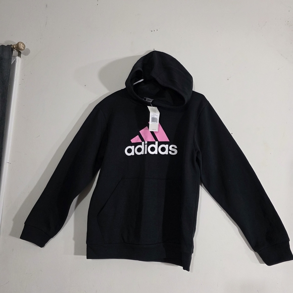 Adidas Black Hoodie with Pink Logo - Picture 2 of 8